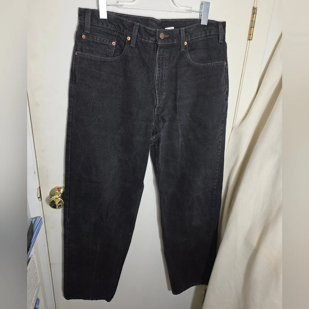 Levi’s 550 Relaxed Fit Mens Black Denim Jeans Size 38x32 100% Cotton